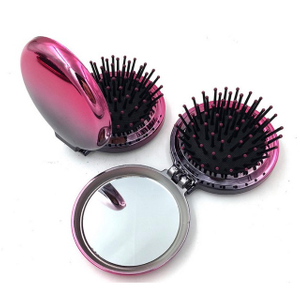 Spazzola per capelli con specchio per il trucco rotondo